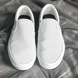 Vans Leather Perforated Slip On Sneaker W size 8 M size 6.5 White